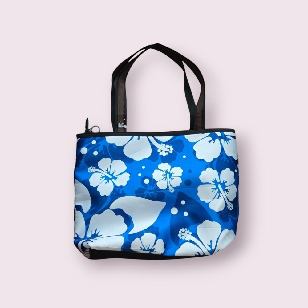 Y2K gyaru style bag, tropical blue hibiscus bag